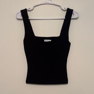 Leith Black Square Neck Cropped Tank